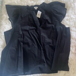 J. Crew Factory Elegant Black Blouse with Ruffle Detail